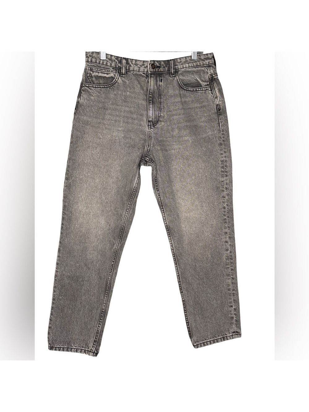 Zara Acid Wash Slim Straight Jeans Size 10 Black 100% Cotton